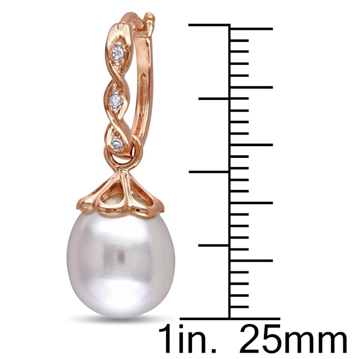 9-9.5MM Freshwater Cultured Pearl and Diamond Accent Infinity Hoop
Earrings in 10K Rose Gold