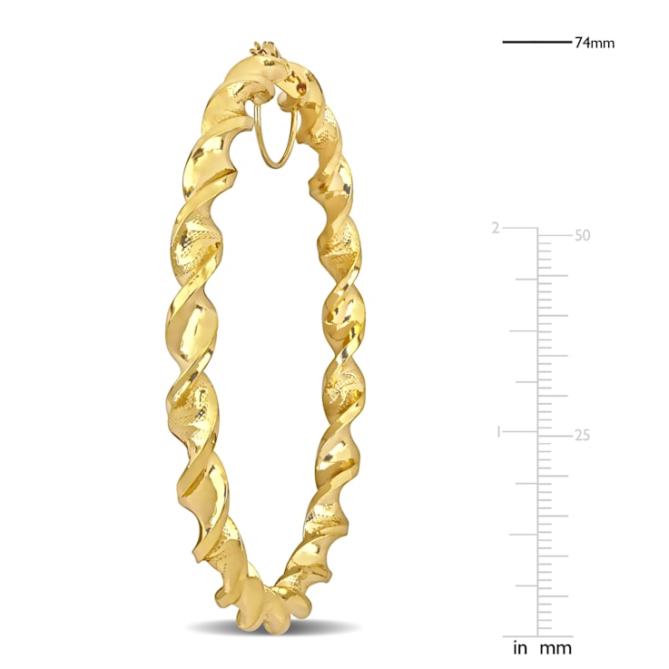 74mm Twisted Hoop Earrings in 14k Yellow Gold