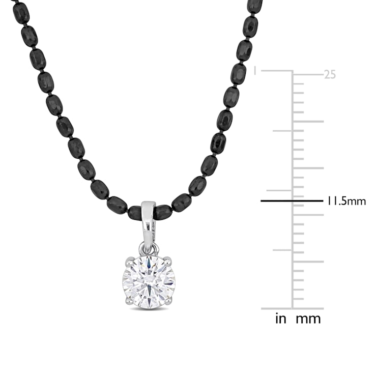 1 CT DEW Created Moissanite Solitaire Pendant, Diamond Cut Chain
Sterling Silver with Black Rhodium
