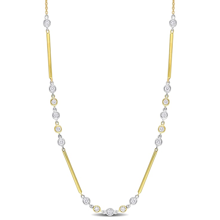 3/8 CT TW Diamond Station Necklace in 14K 2-Tone Gold