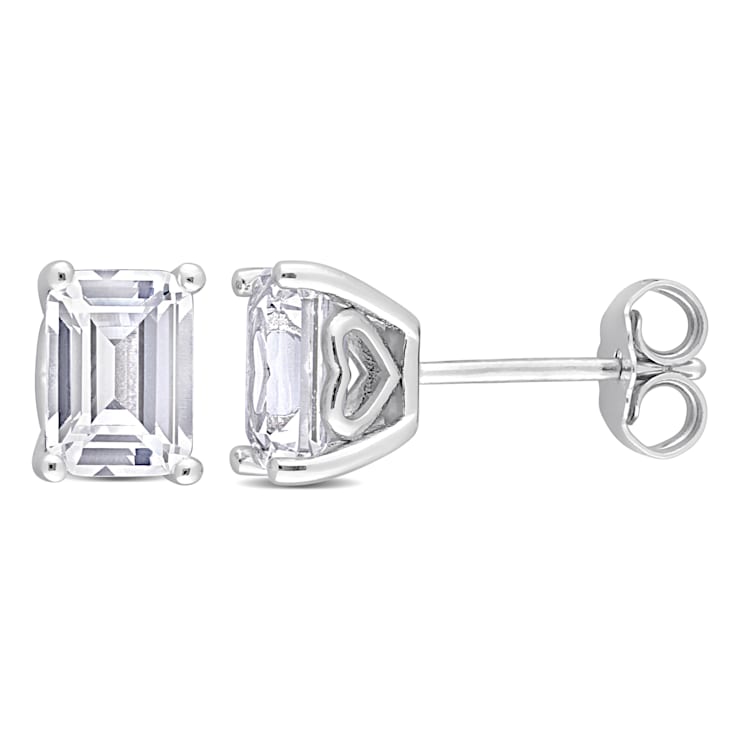 3 1/5 CT TGW Emerald Cut Created White Sapphire Stud Earrings in
Sterling Silver