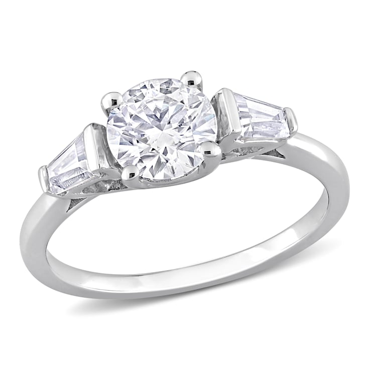 1 1/5 CT TGW Created Moissanite 3-Stone Ring in Sterling Silver