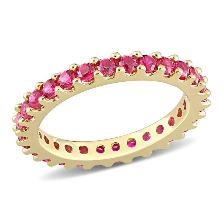 1 1/2 CT TGW Created Ruby Eternity Ring in 10K Yellow Gold