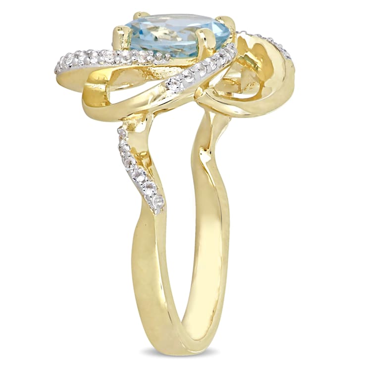 2 3/5 CT TGW Sky Blue and White Topaz Swirl Ring in Yellow Plated
Sterling Silver