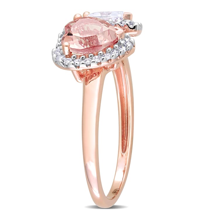 2 1/4 CT TGW Morganite, Created White Sapphire and 1/5 CT TW Diamond
2-Stone Ring in 14K Rose Gold