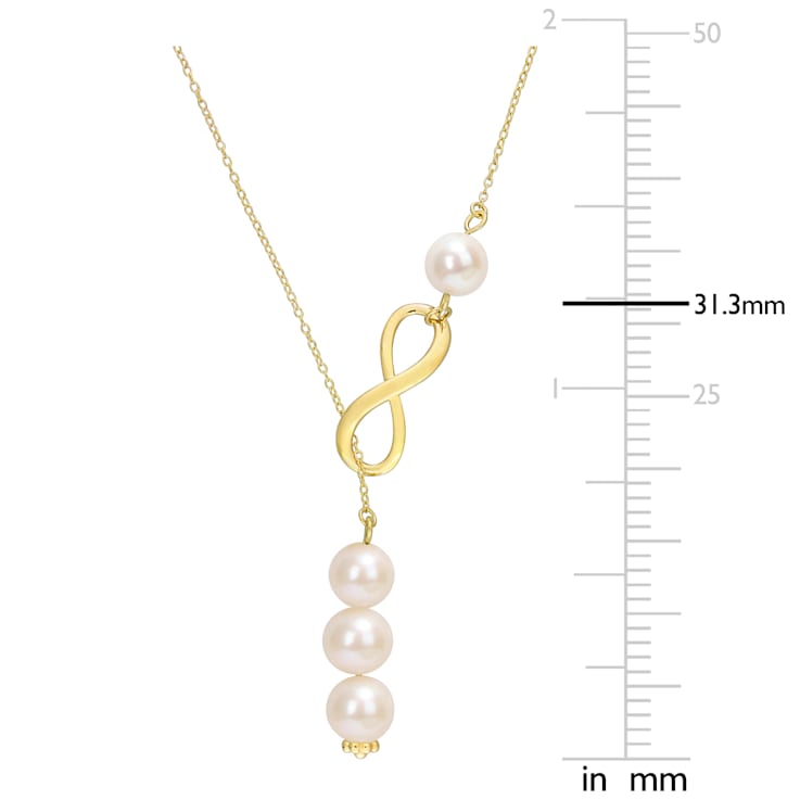 8-9.5 MM Freshwater Cultured Pearl Infinity Lariat Necklace in 18K
Yellow Gold Over Sterling Silver
