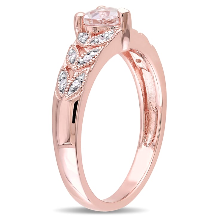 1/2 CT TGW Morganite and Diamond Accent Vintage Heart Ring in 18K Rose
Gold Over Sterling Silver