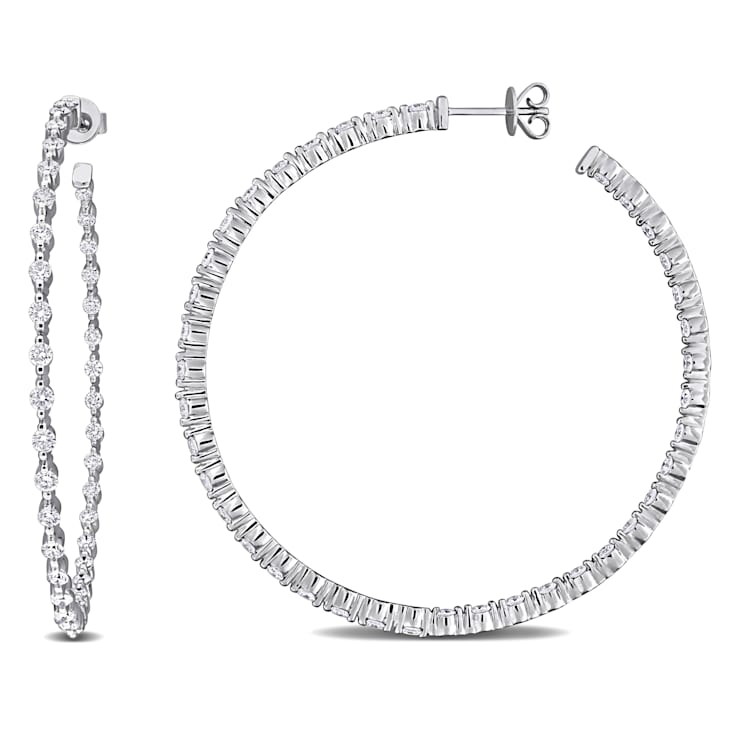 2 3/4 CT TW Lab-Grown Diamond Inside-Out Hoop Earrings in 14K White Gold