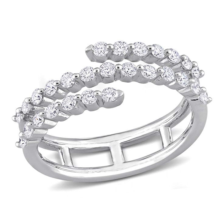 5/8 CT TGW Lab Grown Diamond Coil Ring in Platinum Plated Sterling Silver