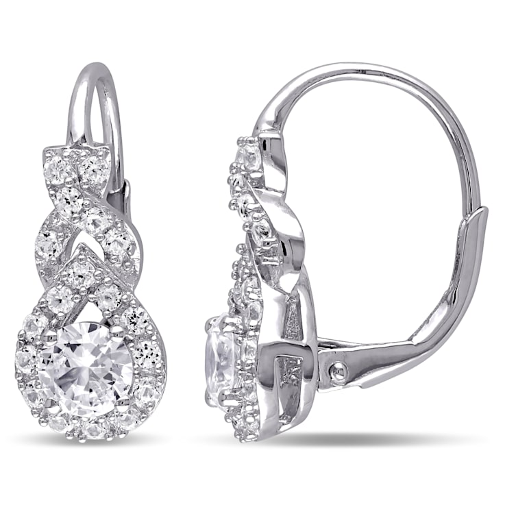 2.00ctw Created White Sapphire Twist Drop Earrings in Sterling Silver