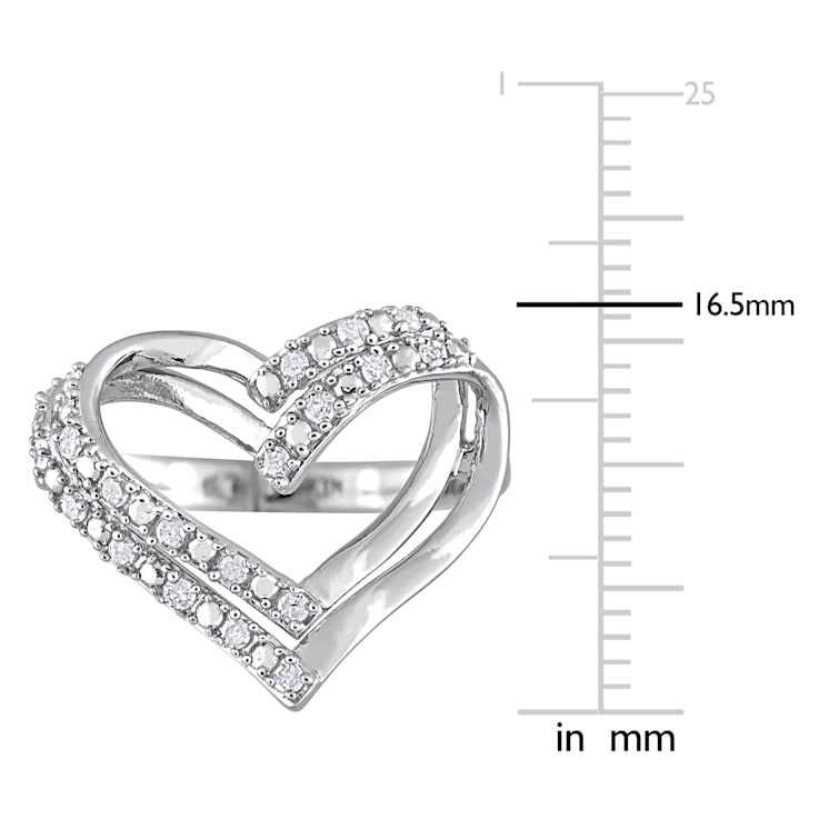1/5 CT TW Diamond Open Heart Ring in Sterling Silver