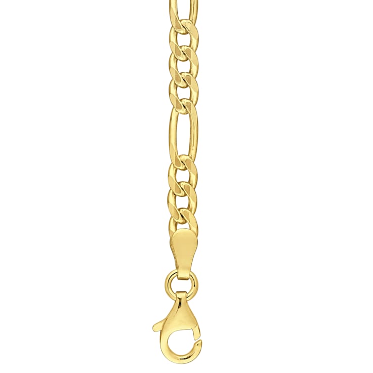 3.8mm Figaro Chain Necklace in 18k Yellow Gold Plated Sterling Silver,
24 in