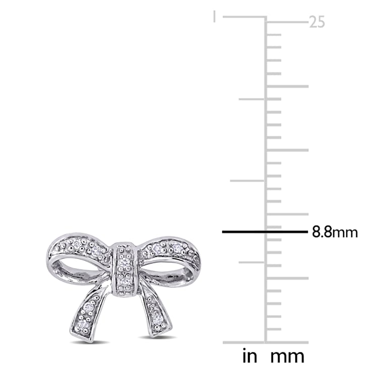Diamond Bow Stud Earrings in Sterling Silver