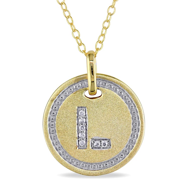 Diamond Initial "L" Pendant with Chain in 18K Yellow Gold Over
Sterling Silver