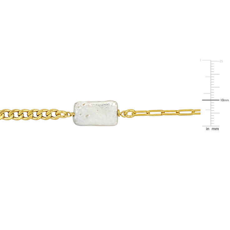10-16.5MM Freshwater Cultured Pearl Station Necklace in 14K Yellow Gold
Over Sterling Silver