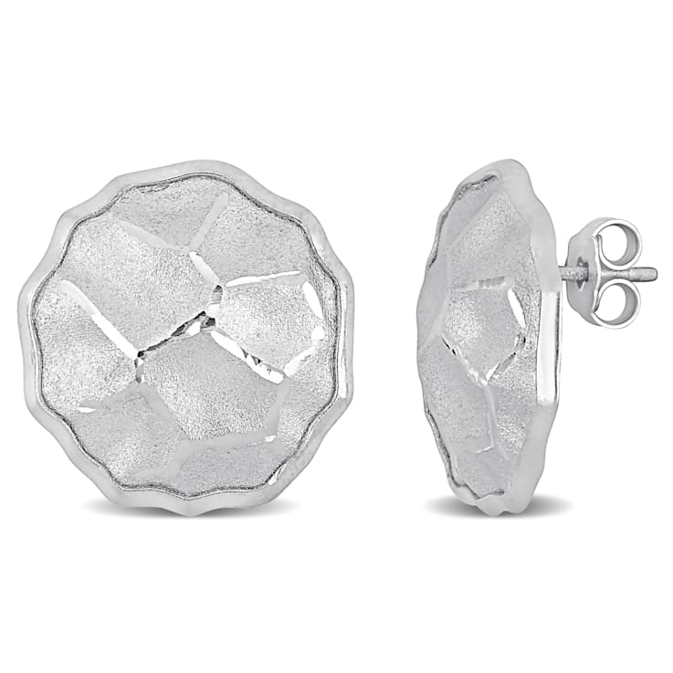 21MM Hammered Disc Earrings in Sterling Silver