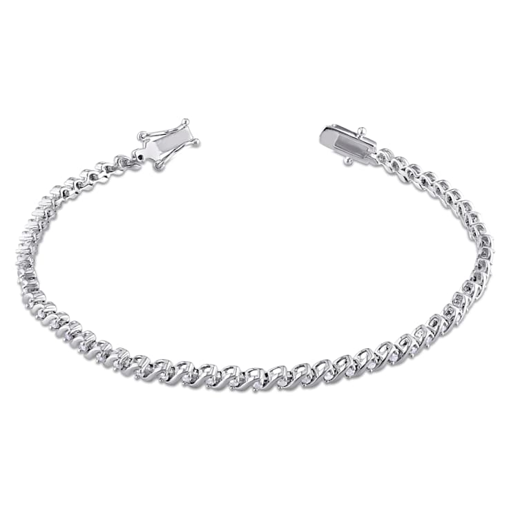 1/2 CT TW Diamond S-Shape Tennis Bracelet in Sterling Silver