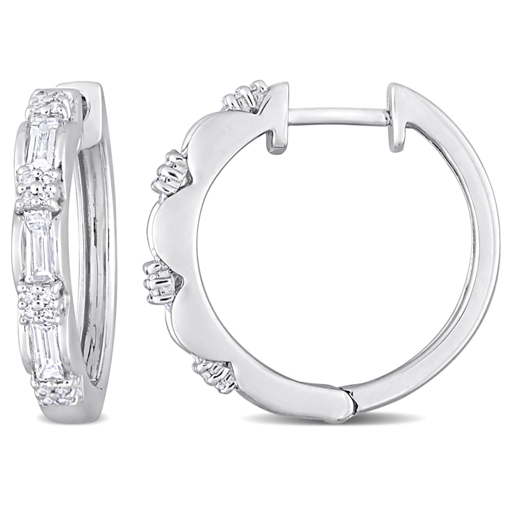 1 CT TW Diamond Vintage Hoop Earrings in Platinum