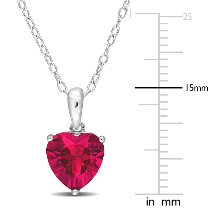 2 4/5 CT TGW Created Ruby Solitaire Pendant with Chain in Sterling Silver