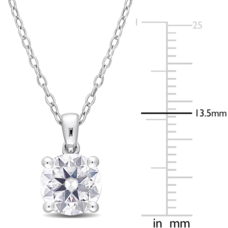 1 4/5 CT DEW Created Moissanite Solitaire Pendant with Chain in Sterling Silver