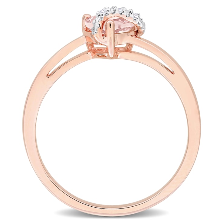 5/8 CT TGW Morganite and Diamond Accent Heart Wrap Ring in Rose Plated
Sterling Silver