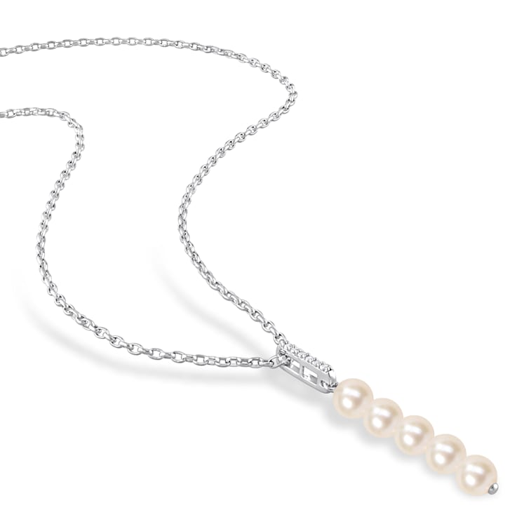 4.5-5MM Freshwater Cultured Pearl and 1/5 CT TGW Topaz Pendant with
Chain in Sterling Silver