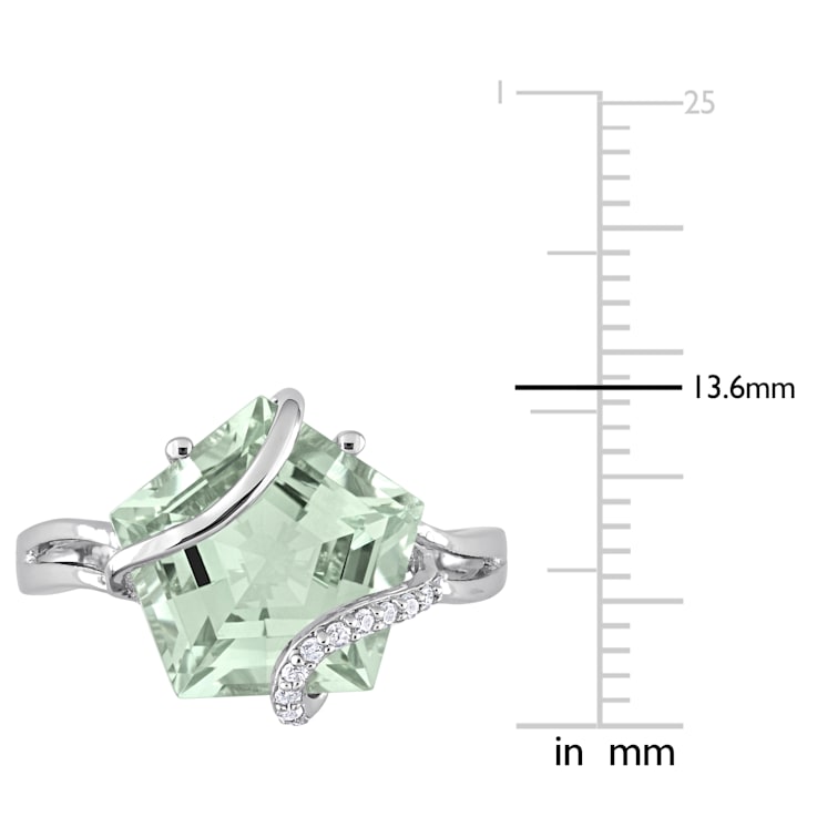 6 1/2 CTW Green Quartz and Diamond Accent Swirl Ring in Sterling Silver