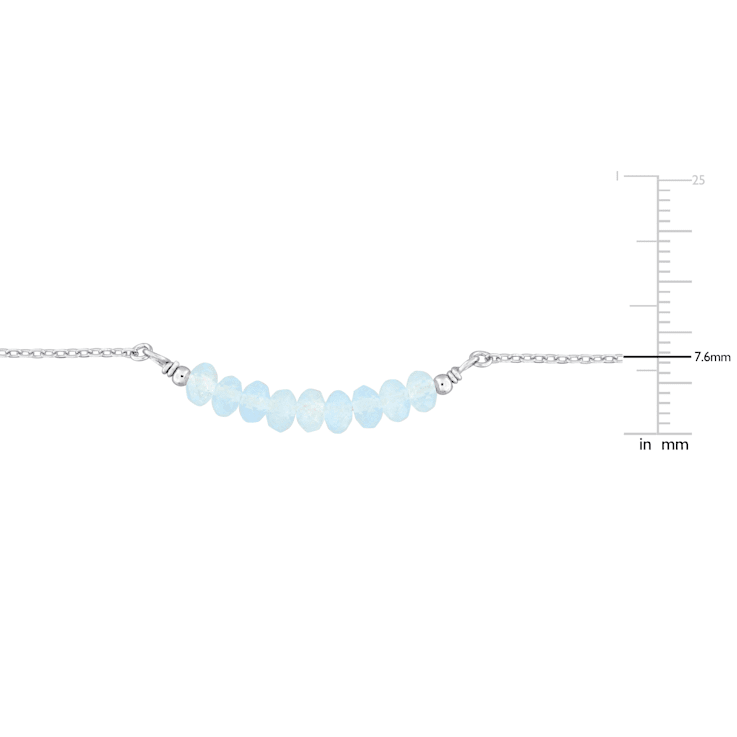5/8ctw Aquamarine Bead Bar Necklace in Sterling Silver