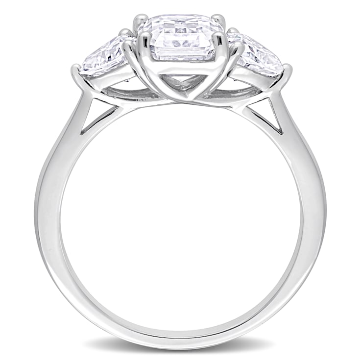 2 3/4 CT TGW Created Moissanite 3-Stone Ring in Sterling Silver