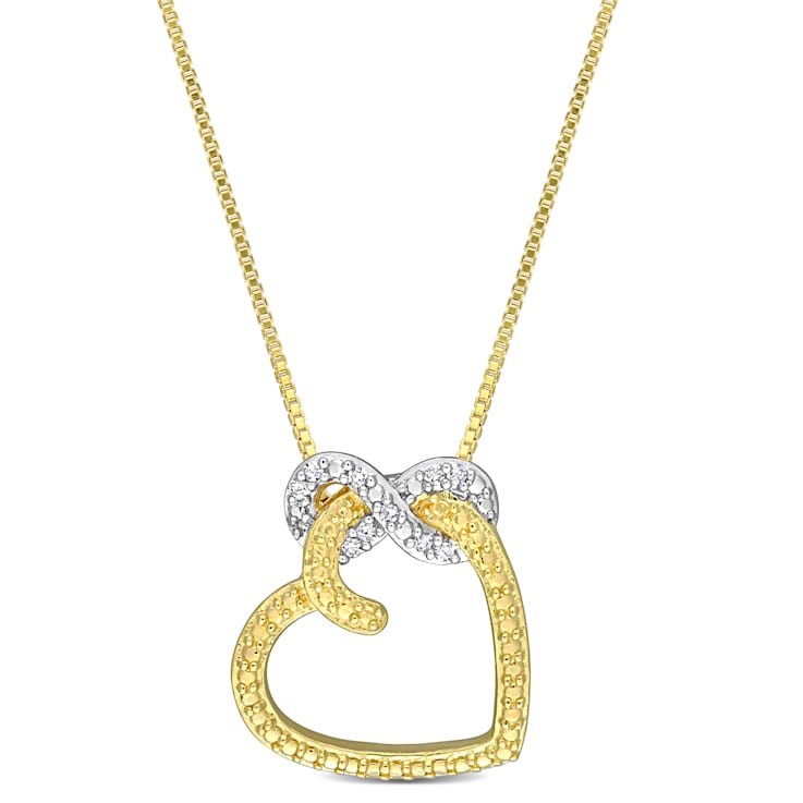 Diamond Accent Infinity Heart Pendant with Chain in 18K Yellow Gold Over
Sterling Silver