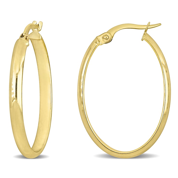 29mm Oval Hoop Earrings in 10k Yellow Gold