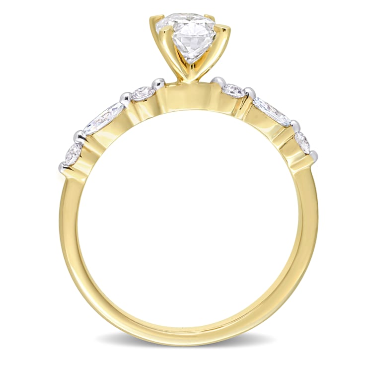 1 1/3 CT DEW Lab Created Moissanite Engagement Ring in 10K Yellow Gold