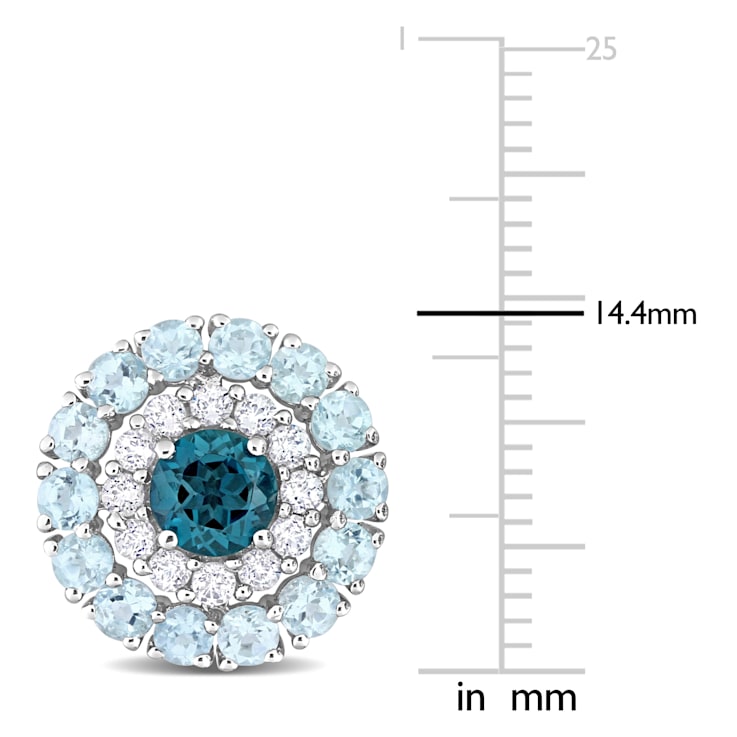 4 1/3 CT TGW London Blue, Sky Blue and White Topaz Stud Earrings in
Sterling Silver