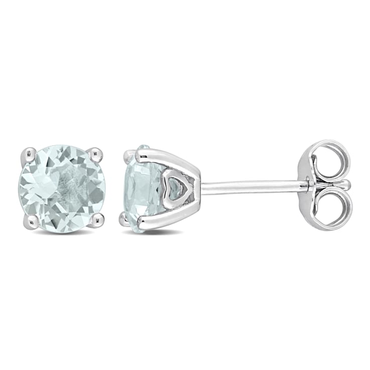 1 1/2 CT TGW Aquamarine Stud Earrings in Sterling Silver