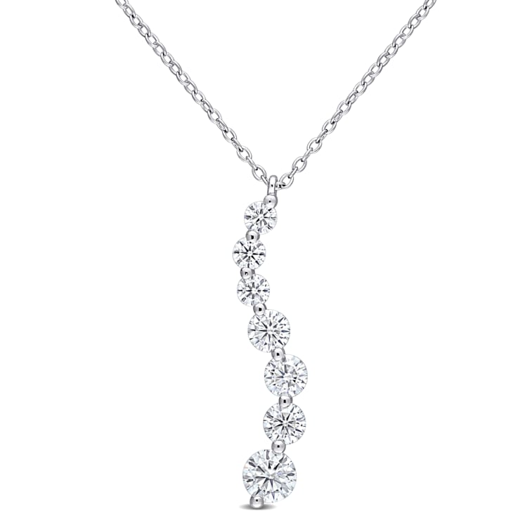 1 1/2 CT DEW Created Moissanite Journey Pendant with Chain in Sterling Silver