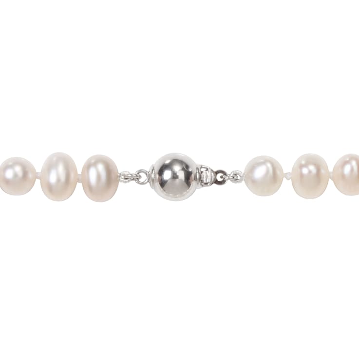 6 - 7 MM Cultured Freshwater Pearl 20" Strand with Sterling Silver
Ball Clasp