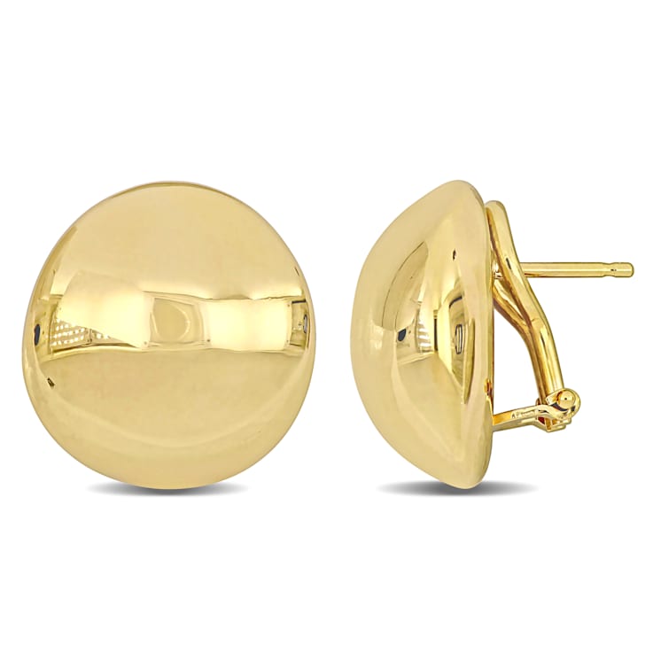 15mm Domed Omega Clip Back Earrings in 14k Gold