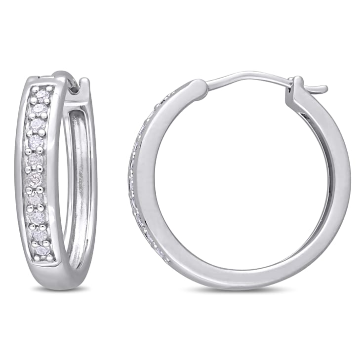 1/3 CT TW Diamond Hoop Earrings in Sterling Silver