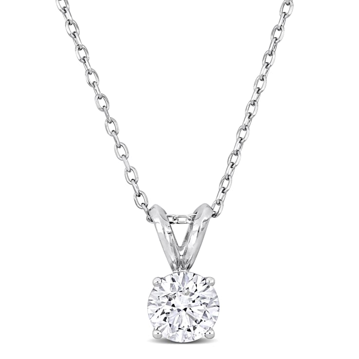 1.0ctw Lab-Grown Diamond Solitaire Pendant with Chain in Platinum (IGI Certified)