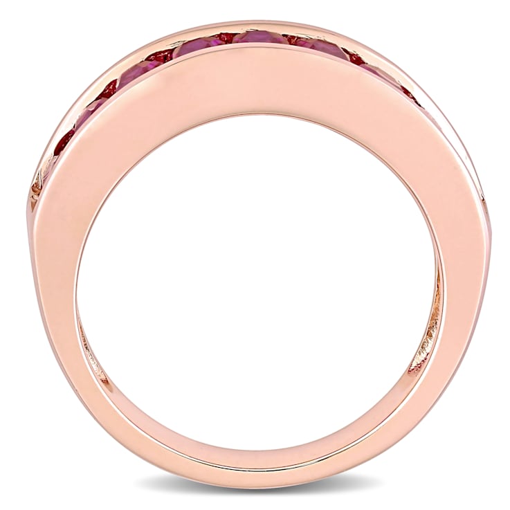 2 3/4 CT TGW Created Ruby Semi-Eternity Anniversary Ring in Rose Plated
Sterling Silver