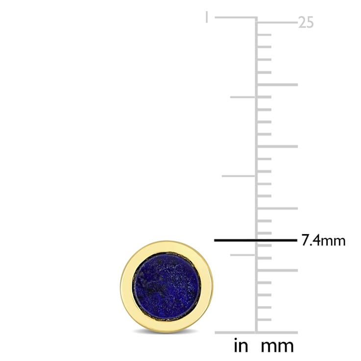 5/8ctw Lapis Stud Earrings in 18K Yellow Gold Over Sterling Silver