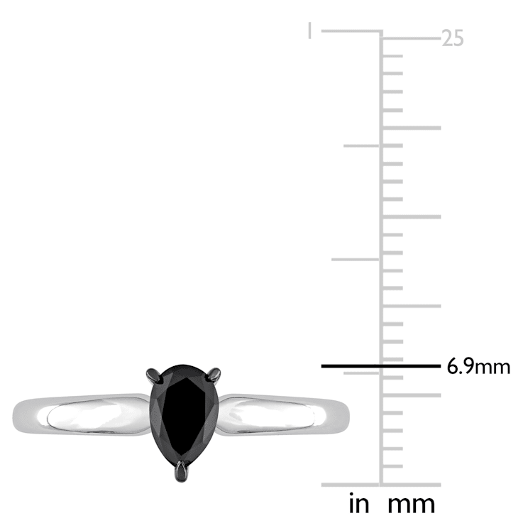 1/2 ct Black Diamond Solitaire Engagement Ring in 14K White Gold