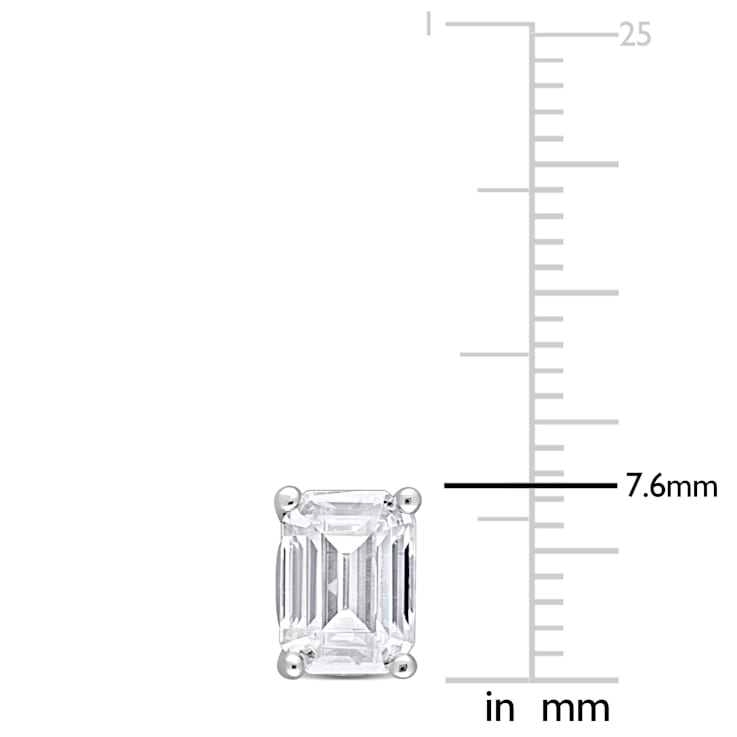 2 CT TGW Emerald Cut Created Moissanite Stud Earrings in Sterling Silver