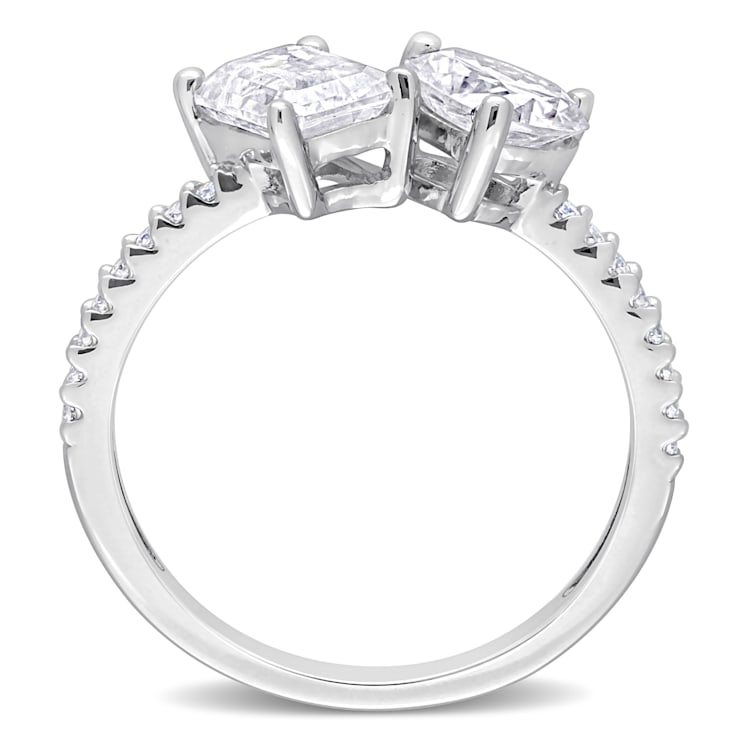 2 1/8 CT TGW Created Moissanite 2-Stone Ring in Sterling Silver