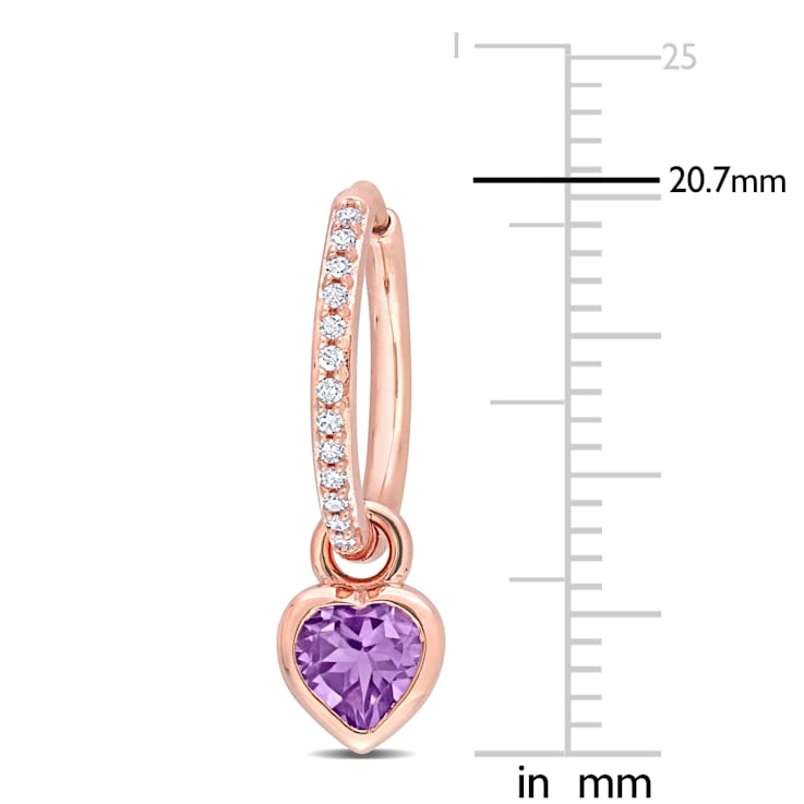 4/5 CT TGW Amethyst and 1/8 CT TDW Diamond Heart Huggie Earrings in 10K
Rose Gold