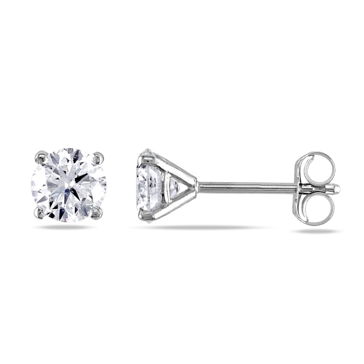 1 CT TDW Diamond 4-Prong Solitaire Earrings in 14k White Gold