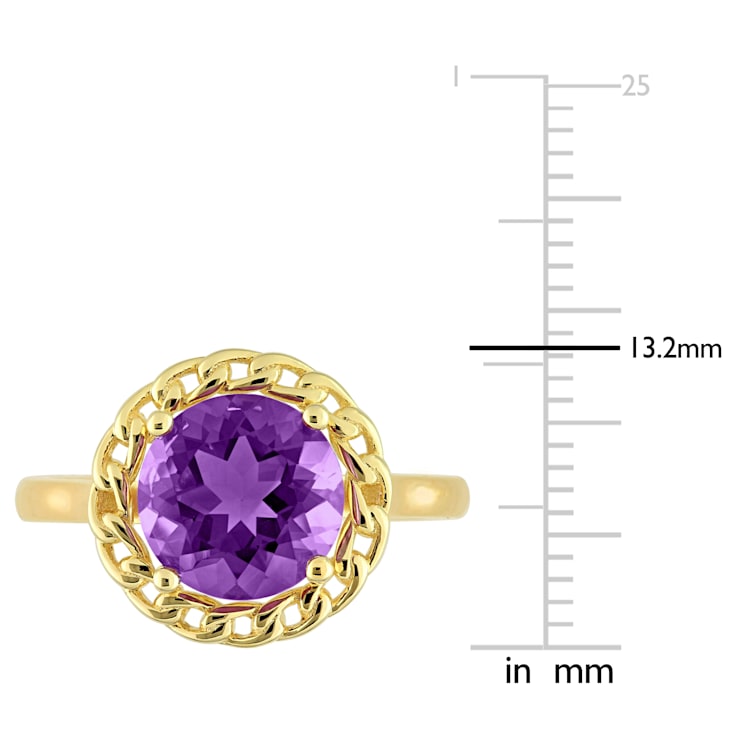 2 1/4 CT TGW African-Amethyst Halo Link Ring in Yellow Plated Sterling Silver