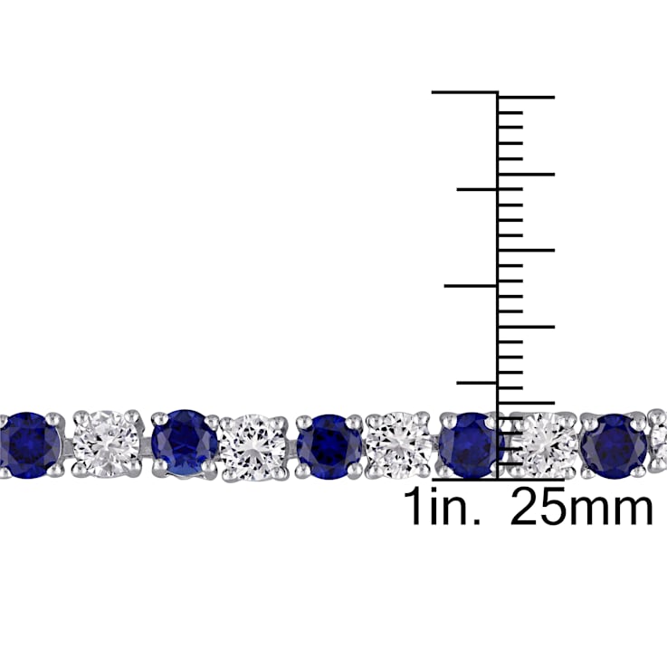 14 1/4 CT TGW Created Blue and White Sapphire Bracelet in Sterling Silver