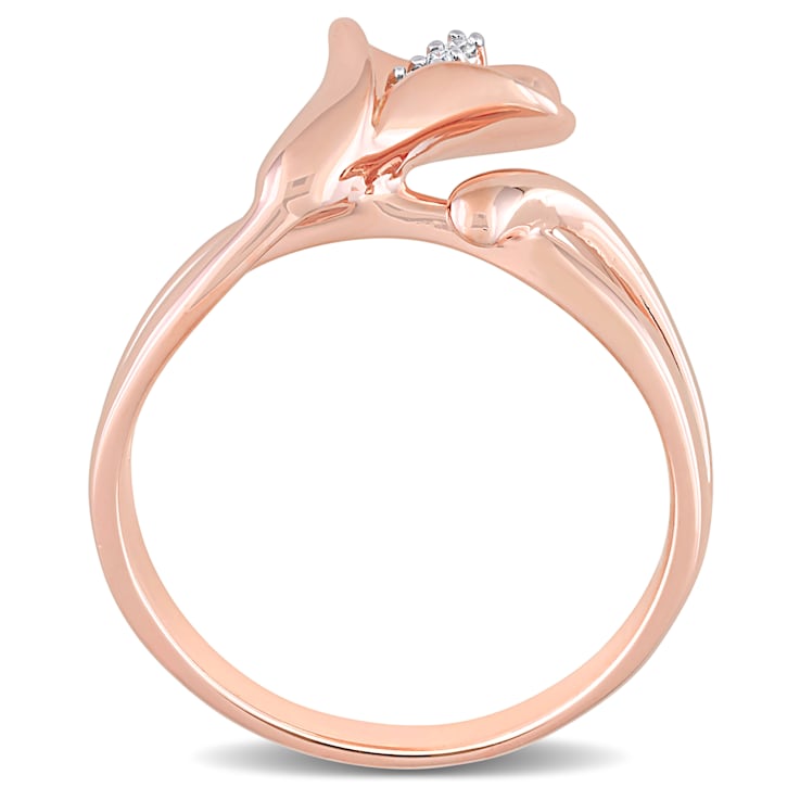 Diamond Calla Lily Ring in 18K Rose Gold Over Sterling Silver