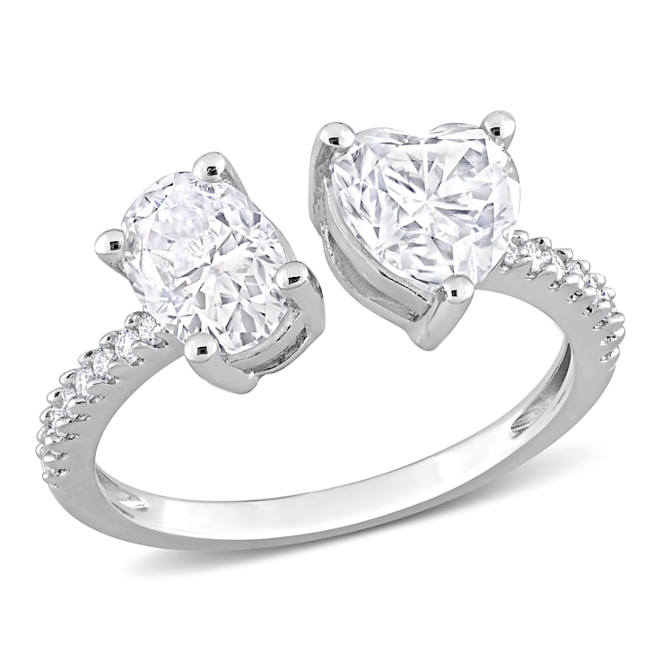 2 1/8 CT TGW Created Moissanite 2-Stone Ring in Sterling Silver